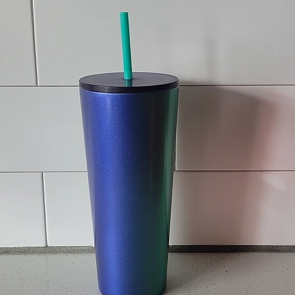 Starbucks 2019 Blue & Teal Metallic Ombre Stainless Steel 24oz Tumbler